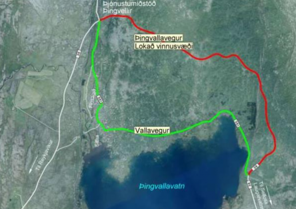 Þingvallavegur lokaður - hjáleið um Vallaveg