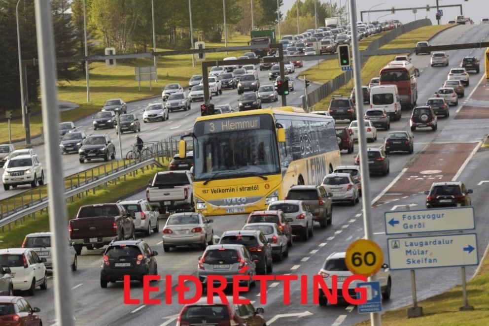 Leiðrétting á tölum um afkastagetu einkabíla í umferðinni